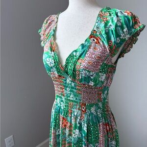 MELLODAY Green Floral Midi Dress